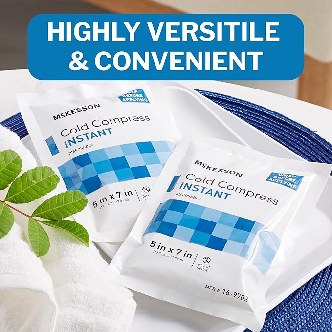 McKesson Instant Cold Packs 5" x 7" [24 Pack] - Instant Ice Packs for Injuries Disposable, Pain Relief, Swelling, Sprains - Travel Cold Compress for Sports, First Aid, Toothache