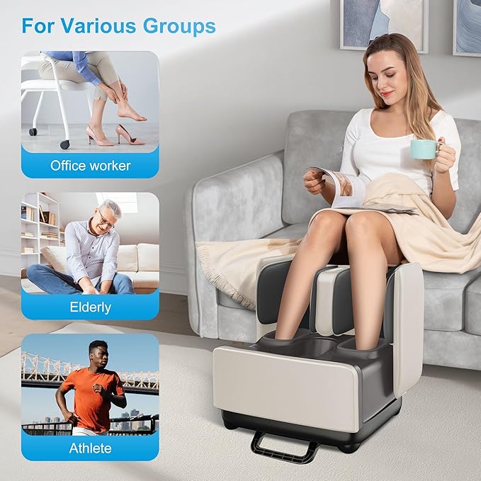 COMFIER 2-in-1 Shiatsu Foot Massager&Foot Rest,Foot and Calf Massager with APP Control,Heated Feet Massager for Foot Pain Relief,Gifts for Men Women