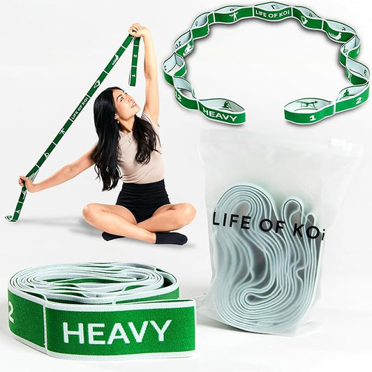 Stretching Strap: HEAVY Resistance Band, Stretch Strap with Loops for Yoga, Pilates, Dance, Physical Therapy, Gymnastics, Yoga Strap for Stretching, Workout, Flexibility