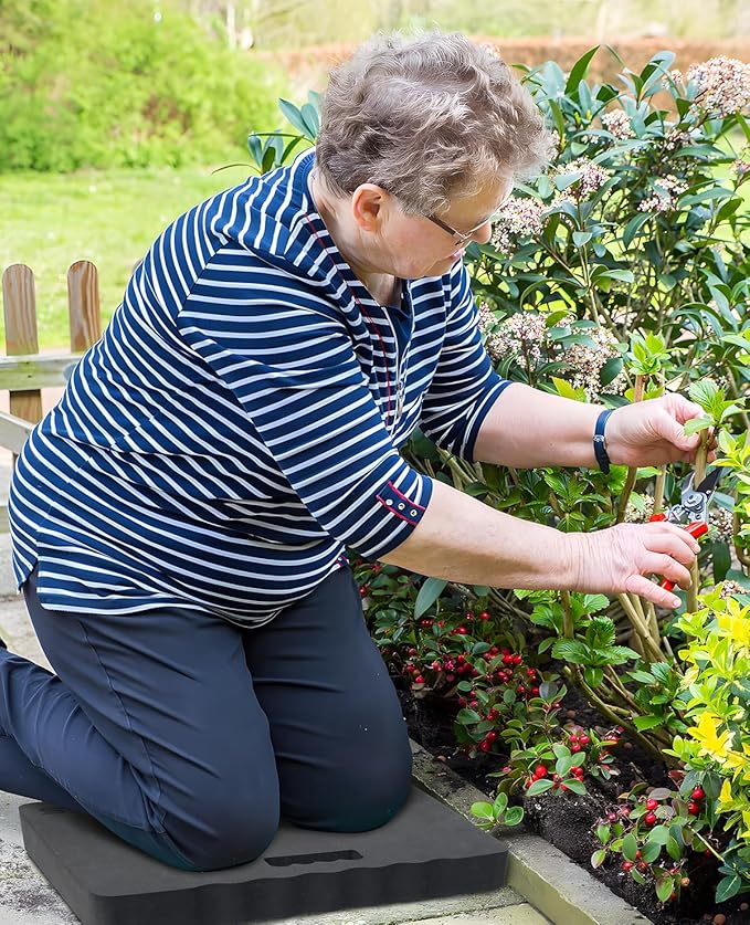 1.5" Extra Thick Garden Kneeling Pad with Handle – EVA Foam Knee Cushion Mat for Gardening, Mechanic Work, Bathing Baby, Exercise (18" x 11" x 1.5", Black)