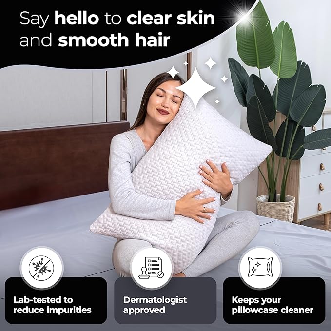 Silvery Memory Foam Bed Pillow - Patent-Pending Self-Cleaning Technology™ for Hygienic Sleep - Cooling Hypoallergenic Adjustable Pillows for Side, Back & Stomach Sleepers