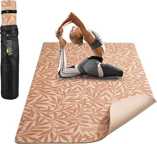 Large Yoga Mat (6'x4') – 1/4" & 1/2" Thick Exercise Mats for Home Workout, Extra Wide Workout Mats for Home Gym, Yoga, Pilates, Stretching, Floor & More