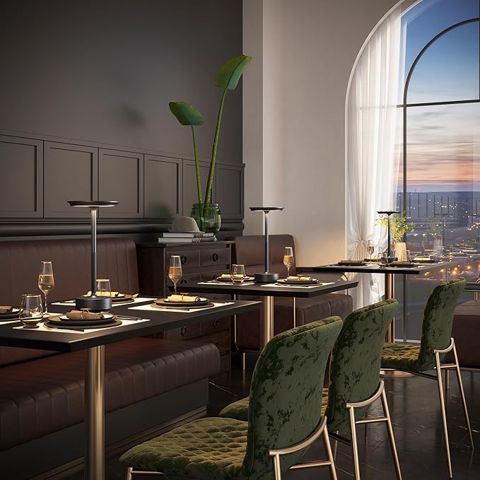 2 Pack Rechargeable Table Lamps Cordless, Portable 5000mAh Outdoor Table Light, 3 Color Stepless Dimming LED Table Lamp with Memory Function, for Home/Dinner/Patio/Restaurant.(Black)