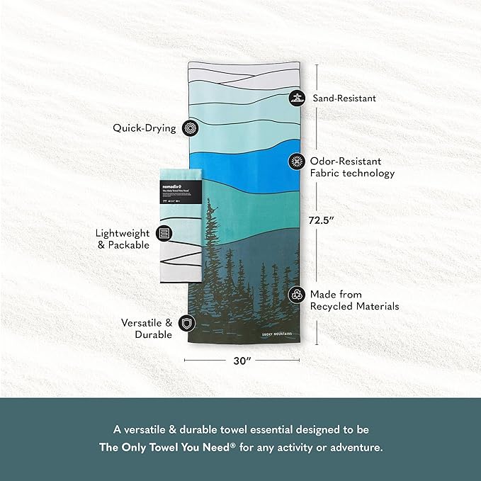 Nomadix Original Towel - Perfect for Beach, Pool, Travel, Camping, Yoga - Made with Recycled Materials - Super Absorbent - Sand Resistant