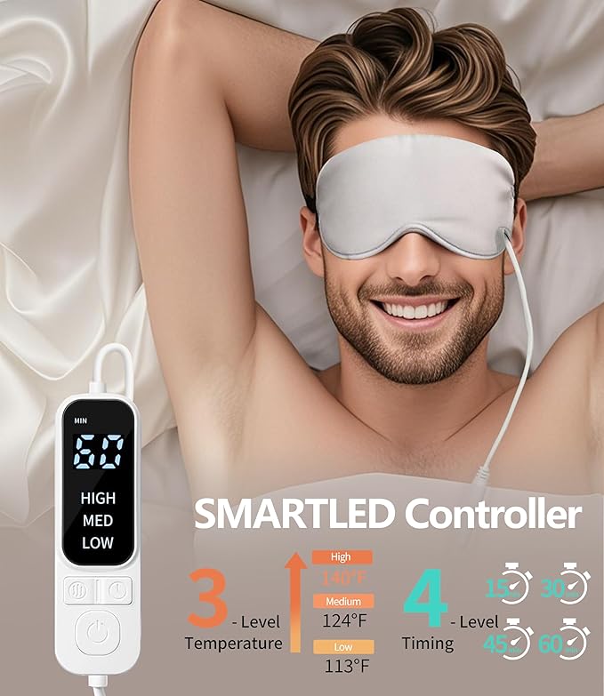 Silk-like Heated Eye Mask for Dry Eyes, MGD, Blepharitis, Stye, Grey