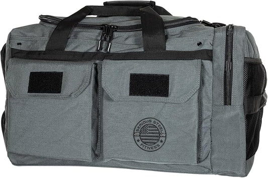 Serious Steel Fitness Gym Bag, 1000D Nylon Duffel Bag, Heavy Duty (Grey - Big Bud 2.0)