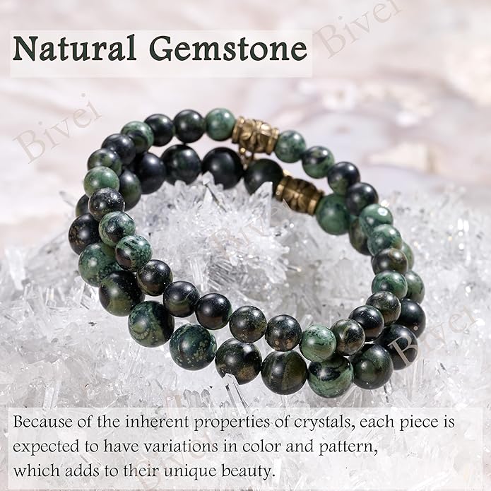 Bivei Natural Semi Precious Gemstone beads bracelet for women - Life Tree and Leaf Charm Energy Reiki Crystal Stretch Bracelets