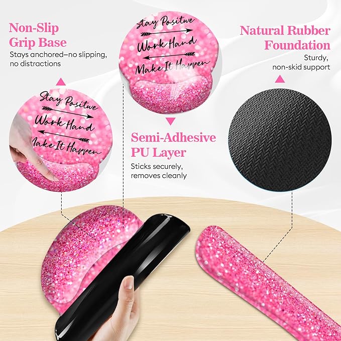 Long Mouse Pad XXL,Ergonomic Desk Mat Gaming Set,Keyboard Wrist Support Rest Mouse Pad Suitable for Office and Home (XXL Pink Set)