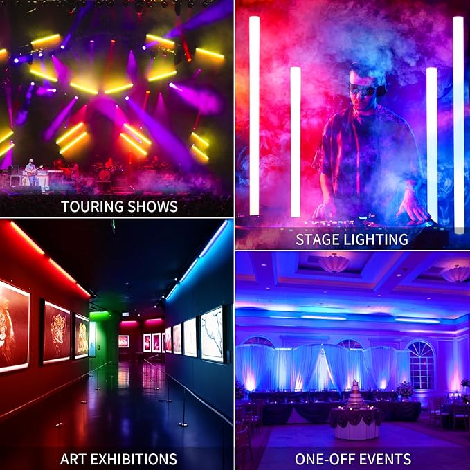LED Stage Light Bar - 60W 144LEDs RGB DJ Light Bar - 56 Chase Effects & 37 Static Colors - Sound Active DMX Control for Events Party Dance Club Gigs