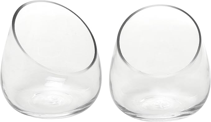 MyGift 5 Inch Premium Clear Glass Air Plant Terrarium, Mini Candy Bowl Jar, Tealight Candle Holder, Succulent Cactus Plant Vase, Set of 2