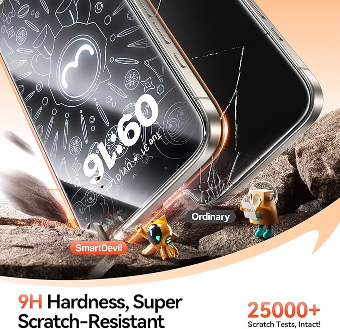 SMARTDEVIL Screen Protector for iPhone 16 Pro, HD Tempered Glass with Bubble-and-Dust-Free Box Military Grade Shatterproof & Ultra Durable, 3 Pack