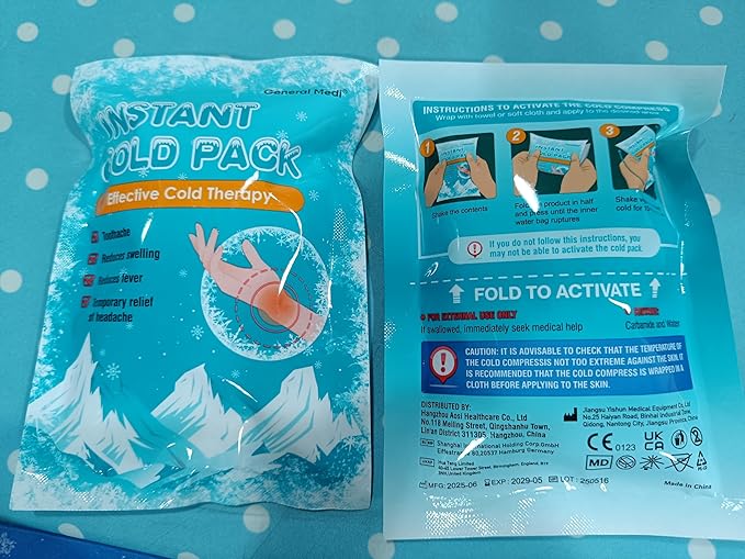 General Medi Instant Ice Cold Pack (4”x 5.5”) – 50 Packs Disposable Cold Therapy Ice Packs for Pain Relief, Swelling, Inflammation, Sprains, Toothache – for Athletes & Outdoor Activities