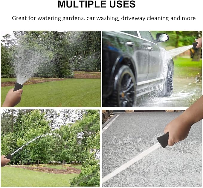 Heavy Duty Fireman Style Hose Nozzle - Fits All Standard Garden Hoses - High Pressure Sprayer Nozzle to Wash Your Car or Water Your Garden – Leak Proof (Black)