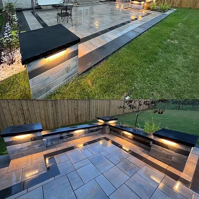 8-Pack UL Listed LED Hardscape Lighting, 12 Inch Retaining Wall Lights, 9W 3000K Landscape Lighting, Die-cast Aluminum Housing Paver Wall Lights, Low Voltage 12V AC/DC