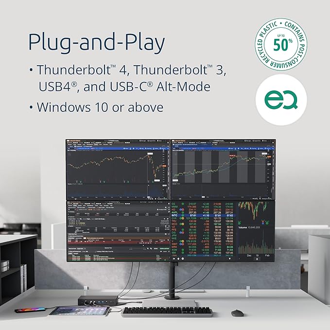 Kensington SD4880P USB-C 4k Quad Monitor Docking Station, 6 x USB-A & 4 x USB-C, 2Gbps Ethernet, 100W PD, Audio Jack, 2xDisplayPort, 2xHDMI, SD Card Reader, for Windows Laptops (K34113NA)