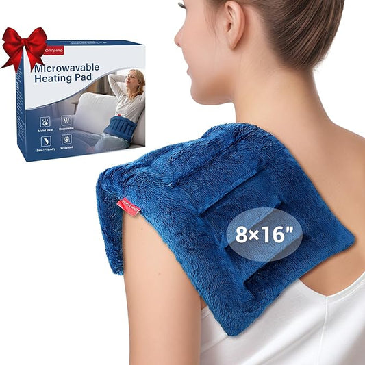 Comfytemp Microwavable Heating Pad for Pain Relief, 8"x16" 2.18 LB Hot Pack Moist Heat Physical Therapy for Neck Shoulder, Cramps, Muscle Aches, Joints, Warm Compress Recovery Gifts