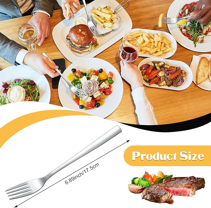 Minatee 100 Pieces Dinner Forks Bulk Set 8 Inches Stainless Steel Metal Forks Silverware Flatware Mirror Polished Salad Cutlery for Home Kitchen Restaurant Eating Silverware Utensils