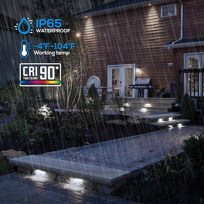 LEONLITE 8-Pack 7 Inch LED Hardscape Lighting, Update Retaining Wall Lights, LED Landscape Lighting, 12-24V AC/DC Paver Light Low Voltage, 3W/4W/5W Dimmable Outdoor Step Lights, 5000K Daylight, ETL