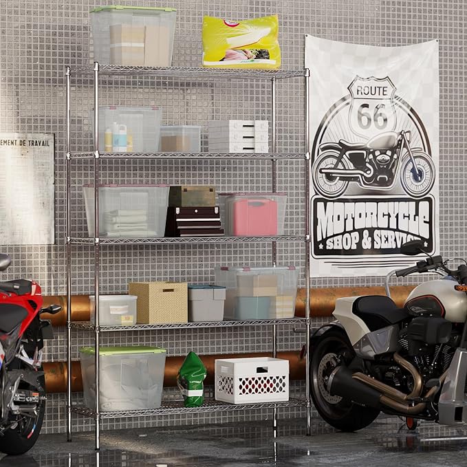 18" Deep x 54" Wide x 86" Height Wire Shelving Kit | 5-Tier | NSF Commercial Storage Rack Unit