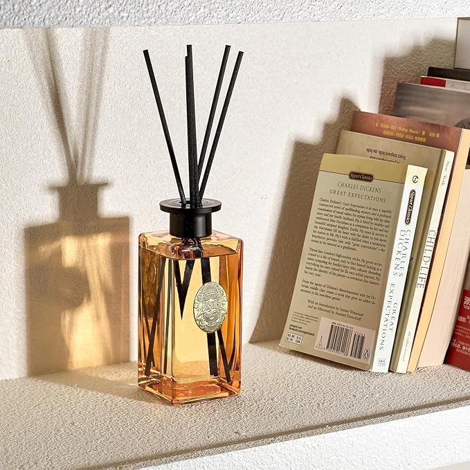 M&SENSE 10.14 oz Large Reed Diffuser Set | Pumpkin Apple Pie Scent Oil Diffuser with Sticks | Hotel Collection Non-Toxic Essential Oil |for Bedroom Bathroom Living Room