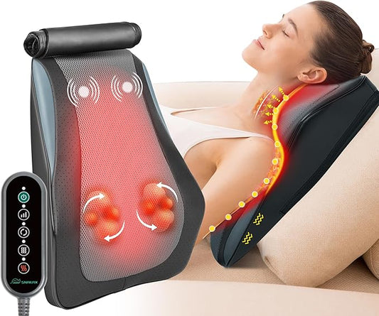 Snailax Back Massager for Back Pain Deep Tissue, Shiatsu Lower Back Neck Massager with Heat, 3D Kneading Massage Pillow for Neck Shoulder Legs, Gifts for Mom, Dad, Women
