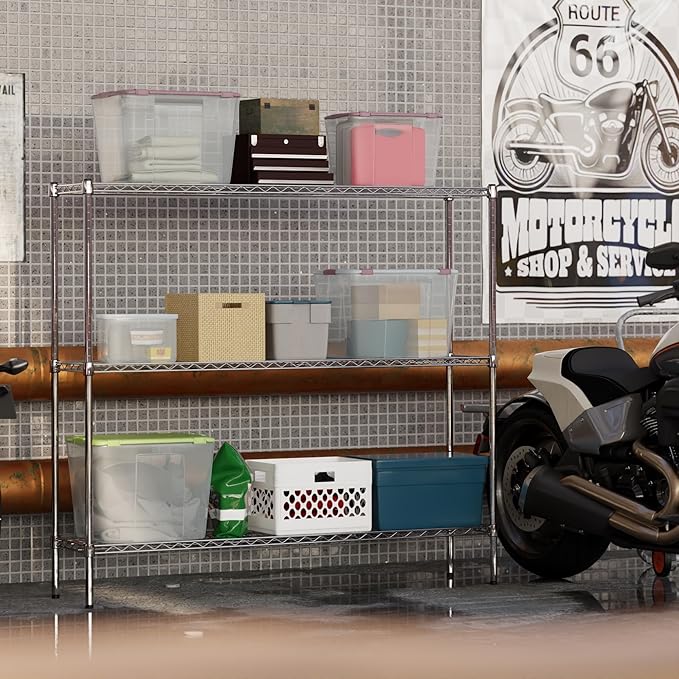 14" Deep x 60" Wide x 54" Height Wire Shelving Kit | 3-Tier | NSF Commercial Storage Rack Unit