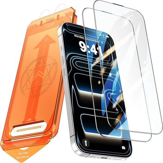 2 Pack for iPhone 17 Pro Screen Protector, [9H Hardness] Tempered-Glass Screen Protector, Full Coverage Tempered Glass Film with Easy Installation Tool, HD Clear, Scratch Resistant
