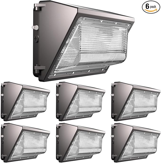 Lightdot 6Pack 200W LED Wall Pack Lights, 100-277v Dusk to Dawn with Photocell | 30000Lm(150Lm/W) 5000K IP65 Outdoor Exterior Lighting Fixture, Energy Saving|5-Yrs Warranty, ETL(Height:15~30ft)