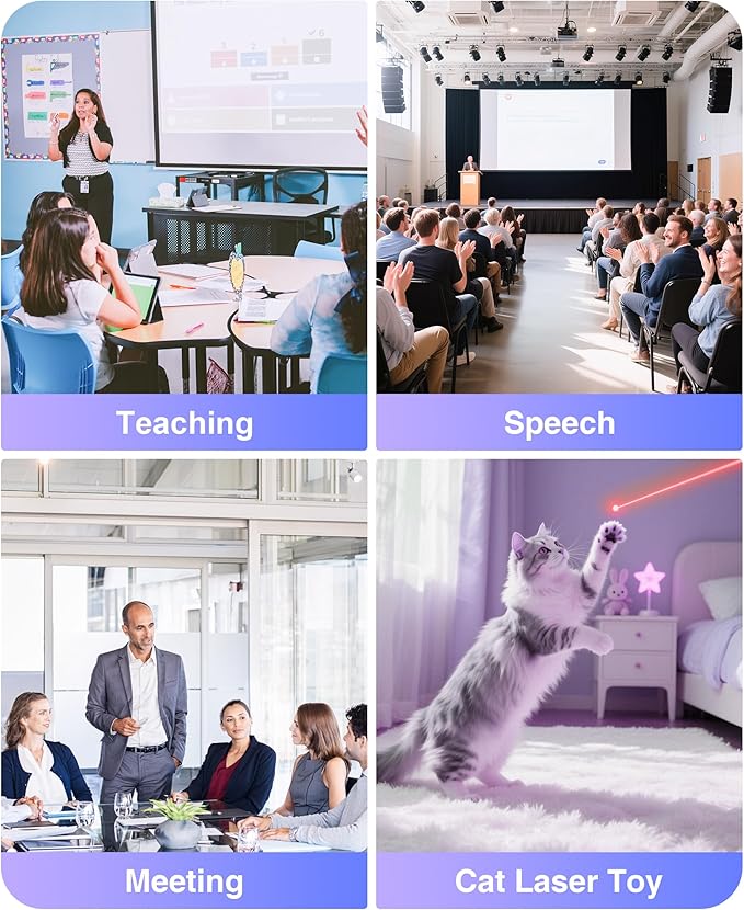 2 in 1 USB Type C Wireless Rechargeable Presenter Remote with Air Mouse, Volume Control Presentation Clicker PPT Pointer RF 2.4GZ PowerPoint Clicker Slide Advancer for Window Mac Keynote Google White