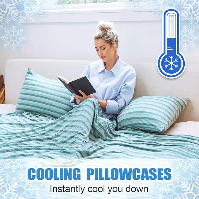 Cooling Pillow Cases Only,Queen Size Set of 2 with Double Sided Cold,Moisture Wicking Pillowcase Covers with Hidden Zipper Japanese Cold Tech Pillow Case Protectors for HotSleepers and NightSweats