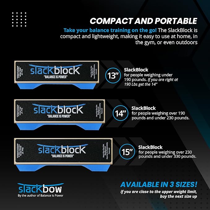 SlackBow SlackBlock Athletic Balance Trainer – Improve Balance, Stability, and Athletic Performance – Condition Your Body and Prevent Injury - Compact and Portable