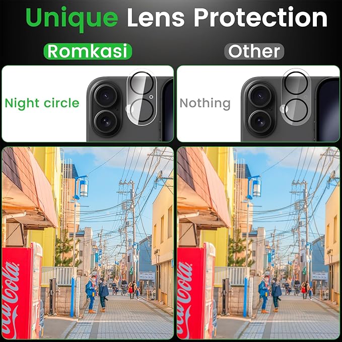 4 Pack Privacy Screen Protector for iPhone 16 6.1 Inch with 4 Pack Camera Lens Protector, Anti Spy Tempered Glass Film, Anti-Scratch, Touch Sensitive, Case Friendly