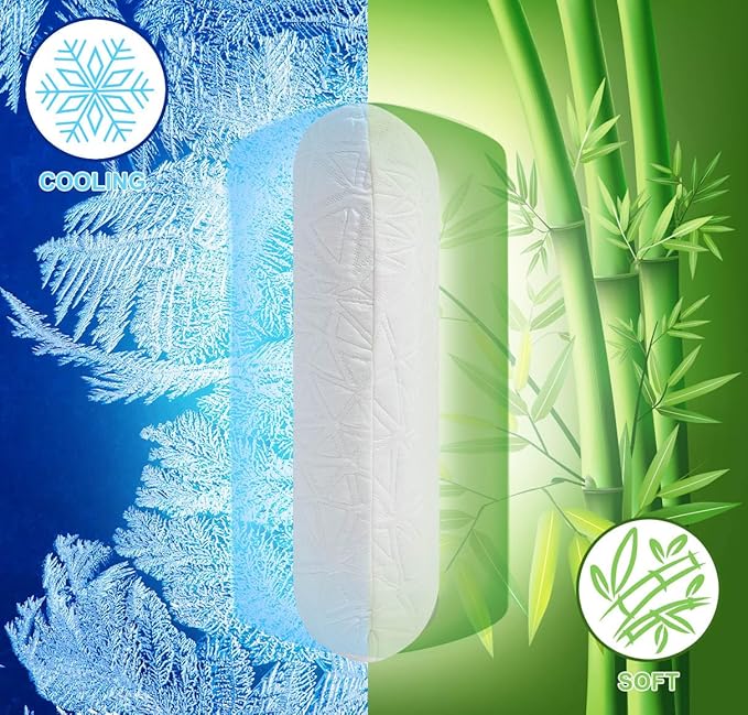 Pillows Queen Size Set of 2 Cooling Memory Foam Pillows for Sleeping, Cooling Gel Pillow for Hot Sleepers, Bed Pillow for Side, Back and Stomach Sleepers, Luxury Firm Gel Pillow for Neck Pain Relief