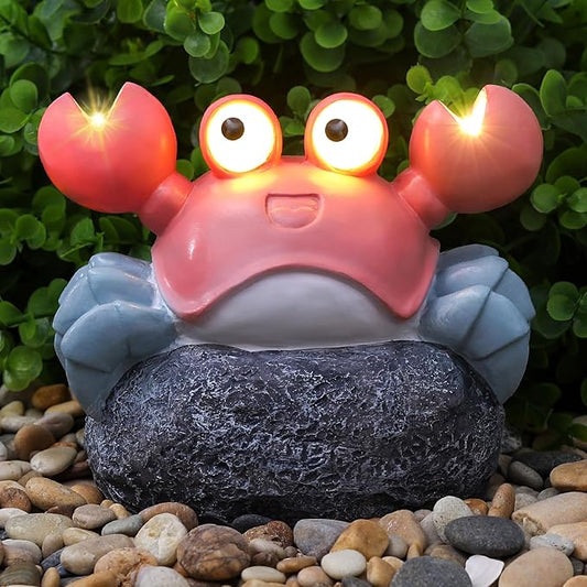 Solar Crab Outdoor Statues for Garden，Outside Decor Yard Art Lawn Ornaments Porch Patio Balcony Home House，Unique Birthdays Gifts for Mom Grandma Women Wife Sister Children Pink