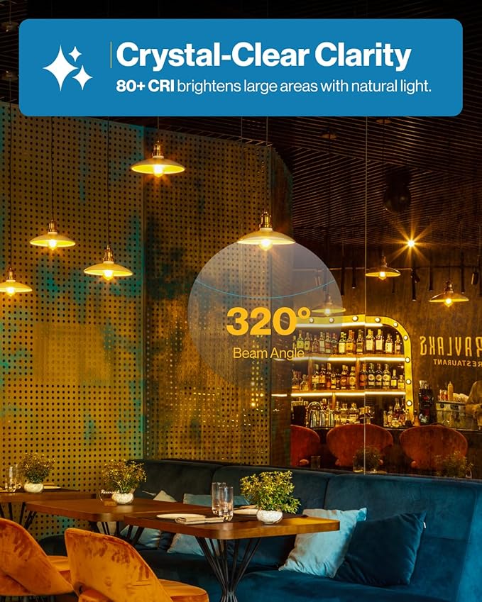 Sunco 40 Pack Edison Bulbs LED ST64, Clear Vintage Filament Waterproof Bulb, 800 LM, 8W (60W Equivalent), ST19, 3000K Warm White, E26 Medium Base, Decorative Dimmable UL