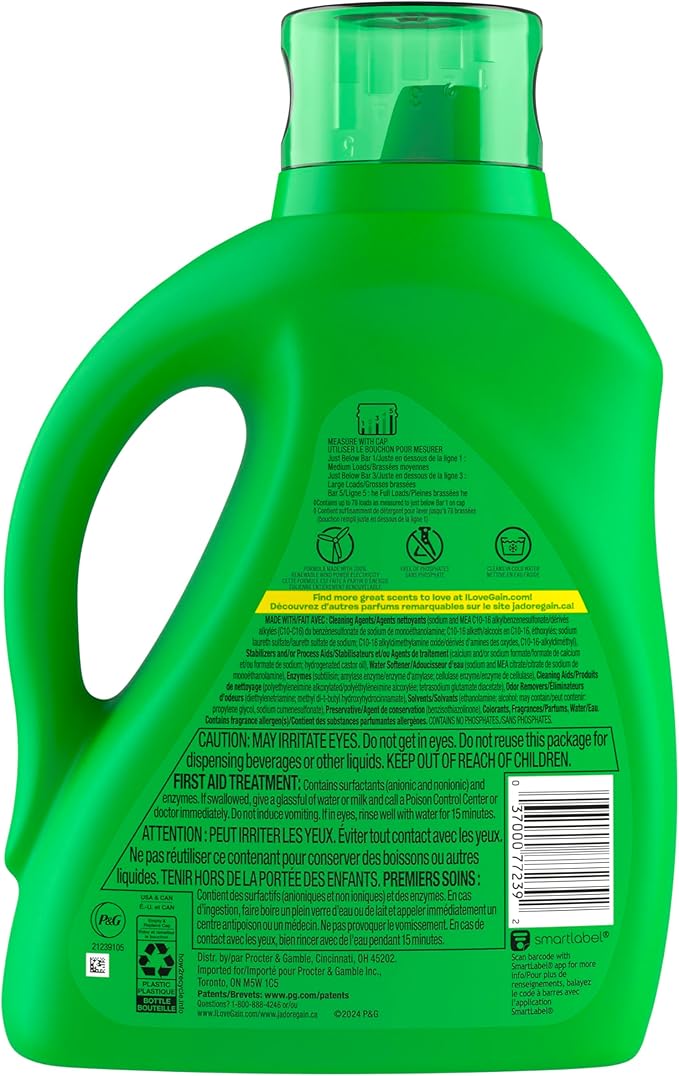Gain + Aroma Boost Liquid Laundry Detergent, Original Scent, 78 Loads, 113 fl oz, HE Compatible