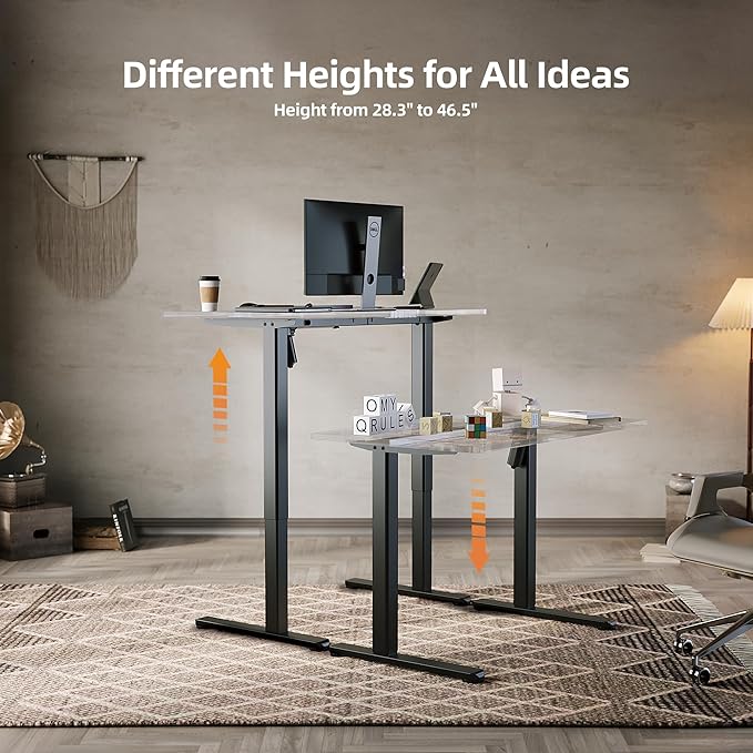 Claiks Standing Desk Frame, Electric Stand Up Desk Legs Frame Workstation Up to 63",C-Shaped Adjustable Standing Computer Desk for Home and Office, (Black Frame only)