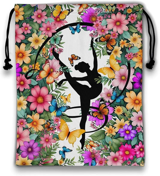 Gym Silhouette Art Grip Bag for Gymnasts Outdoor Sports Small Gymnastic Drawstring Bag