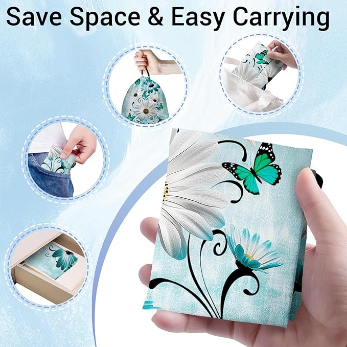 Daisy Flower Butterfly Grip Bags for Gymnasts Green Drawstring Storage Pouch Bag for Outdoor Grip