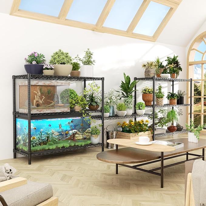 Storage Shelves Heavy Duty, 45" W x 20" D x 47" H Garage Wire Shelving Unit Loads 1200LBS, 3-Tier Adjustable Metal Industrial Utility Shelf Rack for Kitchen, Laundry Room, Pantry, Warehouse, Basement