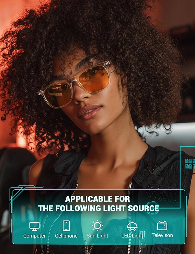 TIJN Sleep Glasses for 99% Blue Green Light Blocking Red Lens for Computer Gaming Screen Fatigue UV Protection