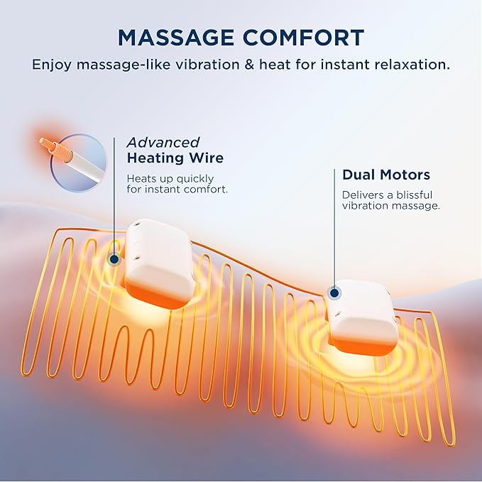 Bedsure Back Heating Pad for Neck and Shoulders, Weighted Heated Pad with Vibration, FSA Eligible Items, Birthday Gifts for Women Men Mom Men, Auto Shut Off, 5lbs 12" x 24", Navy Blue