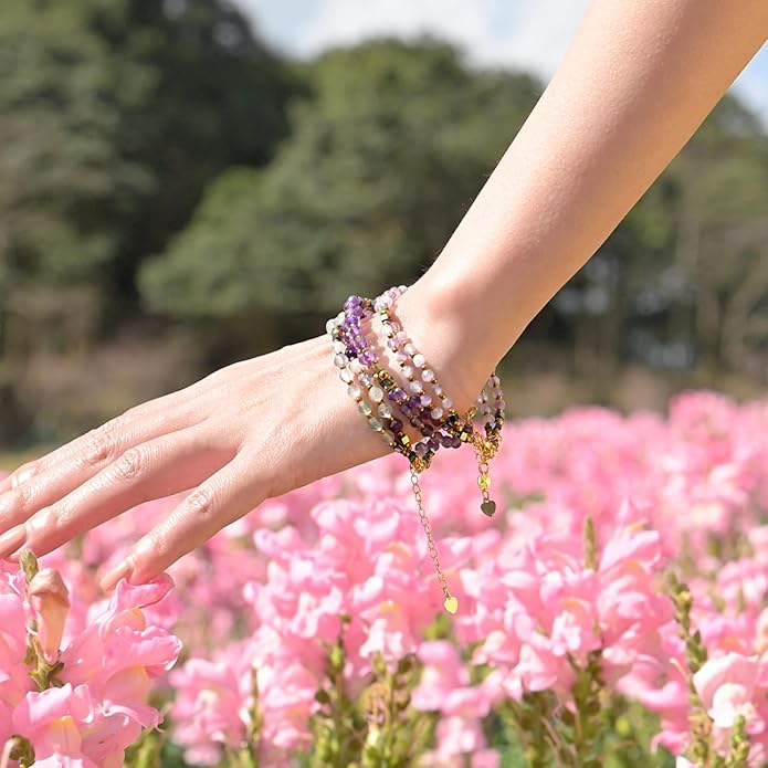 Crystal Beaded Bracelets, Chakra 4mm Natural Stone Beads Bracelets, Gemstone Spiritual Jewelry Gifts for Women