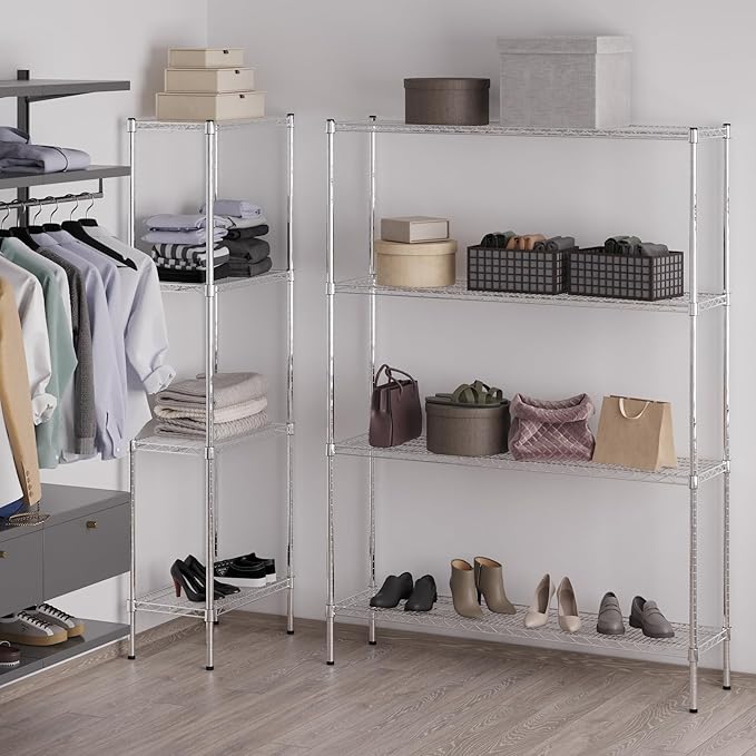 14" Deep x 54" Wide x 74" Height Wire Shelving Kit | 4-Tier | NSF Commercial Storage Rack Unit