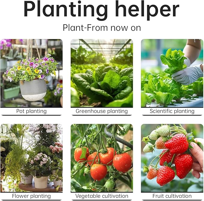 6-in-1 Soil Moisture Meter/Soil Moisture/PH Meter/Temperature/Sunlight/Fertility/Environmental Soil Tester for Farming, Gardening, Lawns and Outdoor Plants (2*AAA Battery Needed)