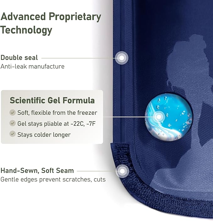 Small Soft Ice Packs for Injuries Reusable - Hot and Cold Flexible Gel Ice Packs Reusable for Ankle, Hand, Wrist, Head Pain Relief - 6" x 11" - Blue