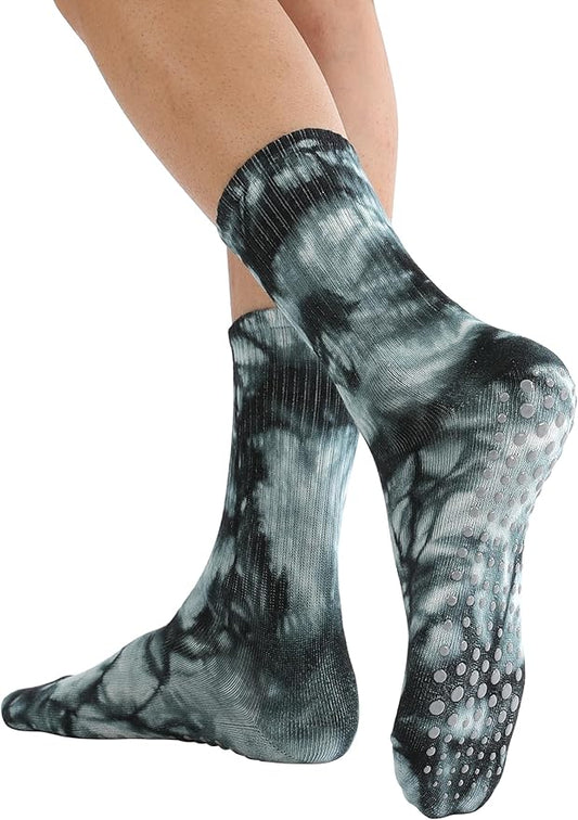Non-Slip Pilates Yoga Socks with Grips for Women - Stylish Crew Socks for Barre, Ballet, and Workout (Size 5-9)