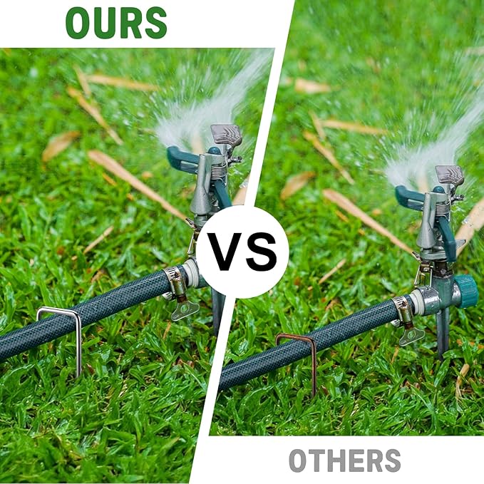 Breezz 25 Pack Garden Staples 6 Inch 12 Gauge Galvanized Pins, Heavy-Duty Ground Stakes for Weed Barrier, Irrigation Tubing, Yard Fabric, Halloween & Christmas Decoration Anchoring