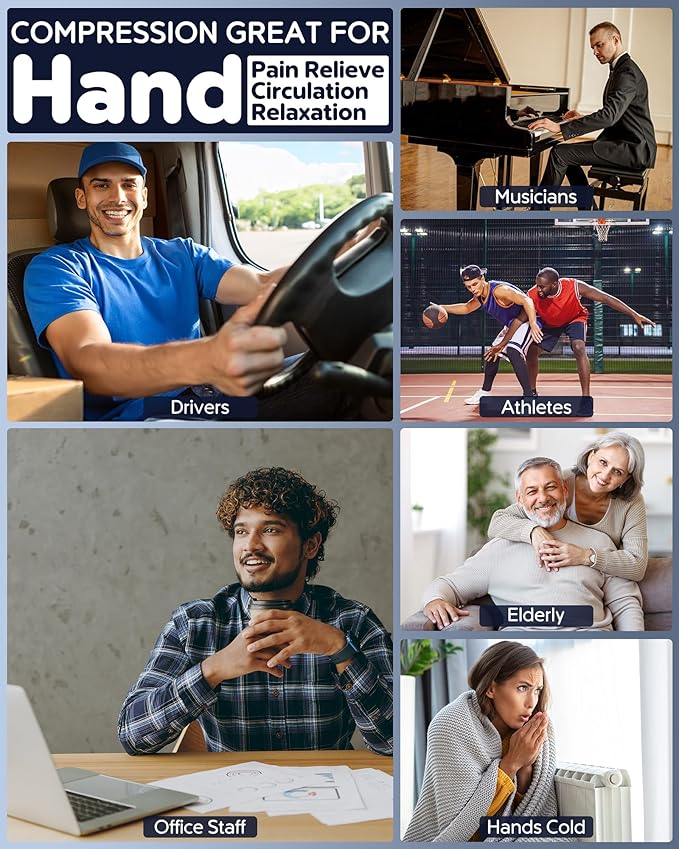 Hand Massager with Heat and Compression : Full Hand and Wrist Massage with Palm Kneading Rollers - Gifts for Arthritis Pain Relief Relaxation & Circulation - HSA or FSA Eligible