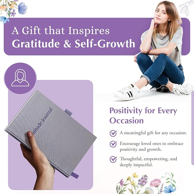 CeCe LaRue & CoCo Too Gratitude Journal for Women – Hardcover Lavender Linen, 5x8 Inch A5, Undated 12 Months, Self Care, Wellness, Mindfulness, Mental Health, Daily Guided, Gift for Women